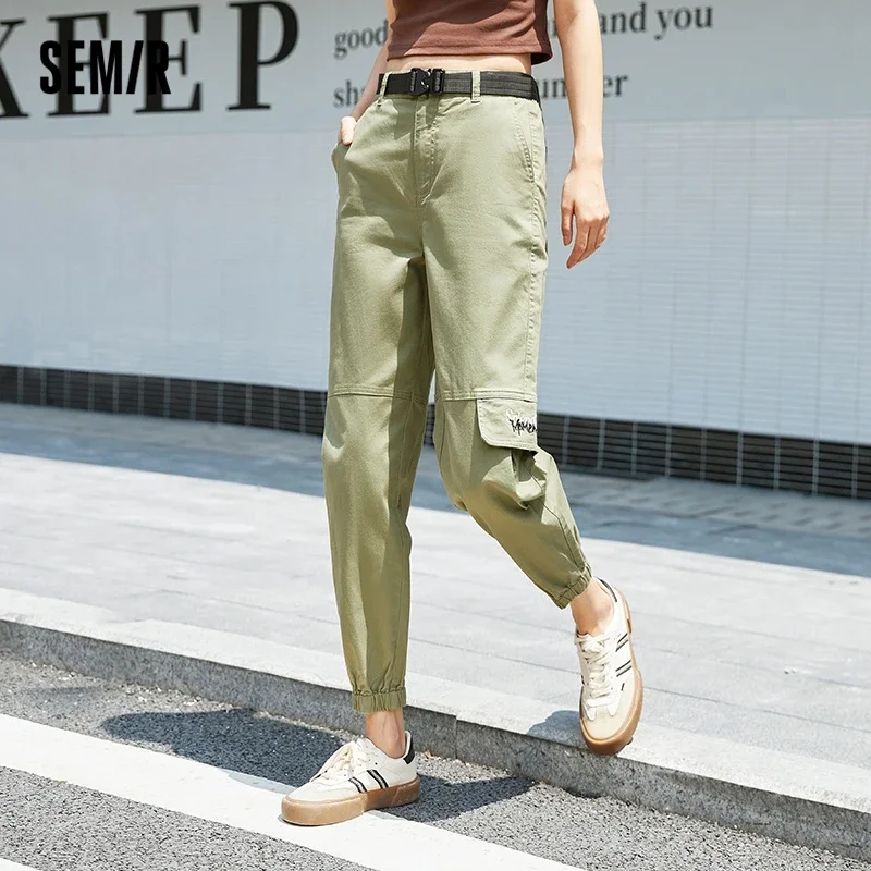 

Semir Casual Pants Women Embroidered Nine-Point Pants Overalls Style Personality 2022 Autumn New Style Jogging Pants Sweet And C