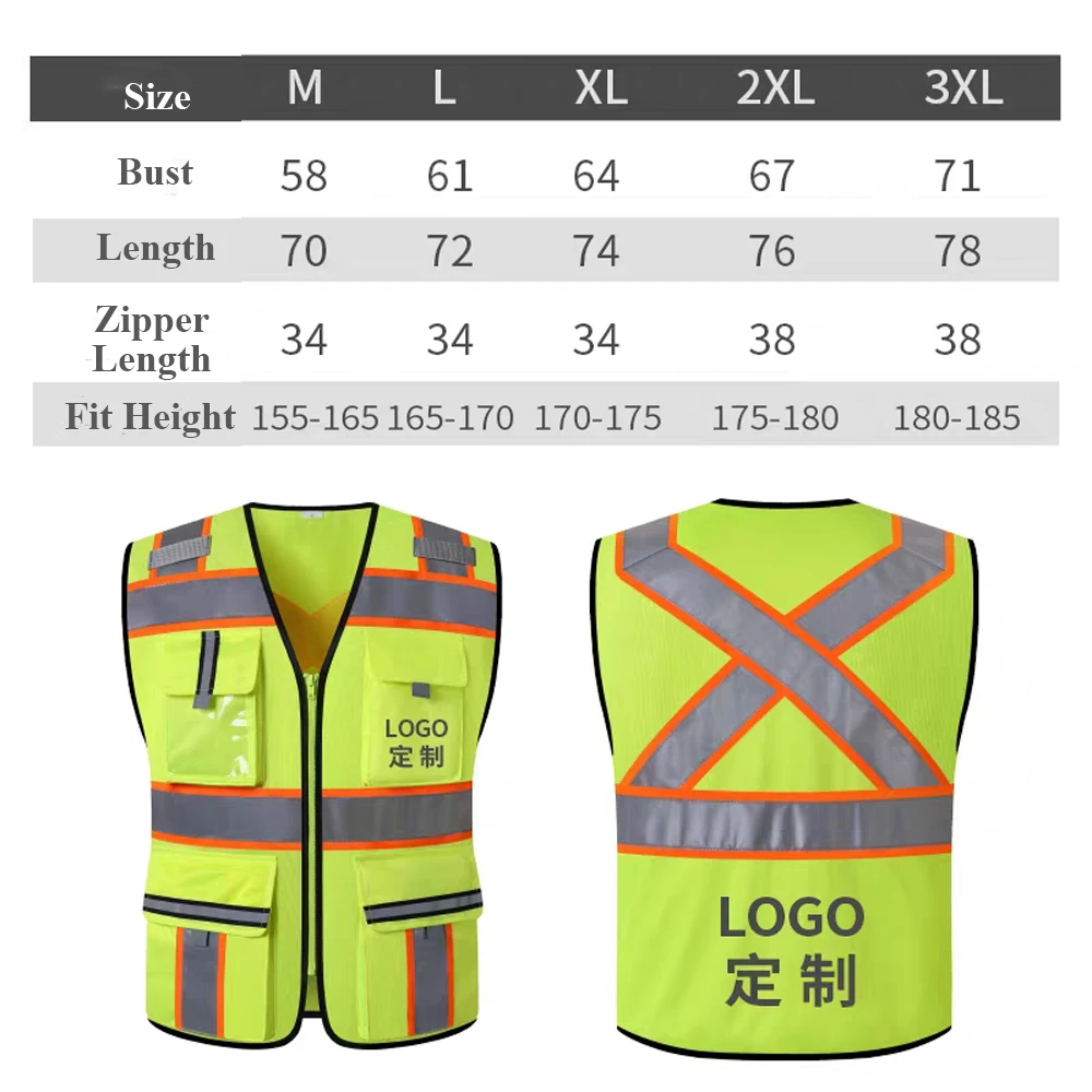 Hi Vis Workwear Working Clothes Custom Logo Construction Road Building Work Vest Uniforms Meets ANSI/ISEA Standards