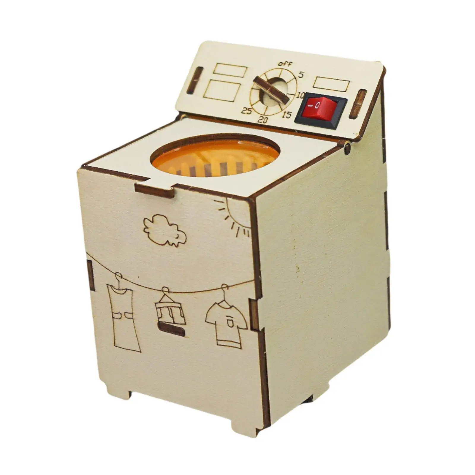 Washing Machine Building Kits Science Projects Experiment Kits Wood Washing Machine Toy for Development Toy