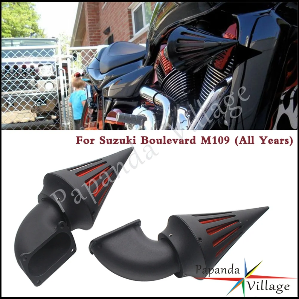 

Motorcycle Black Chrome Dual Spike Air Intake Kit Aluminum Cone Spike Air Cleaner Filter Set For Suzuki Boulevard M109R 1995-Up