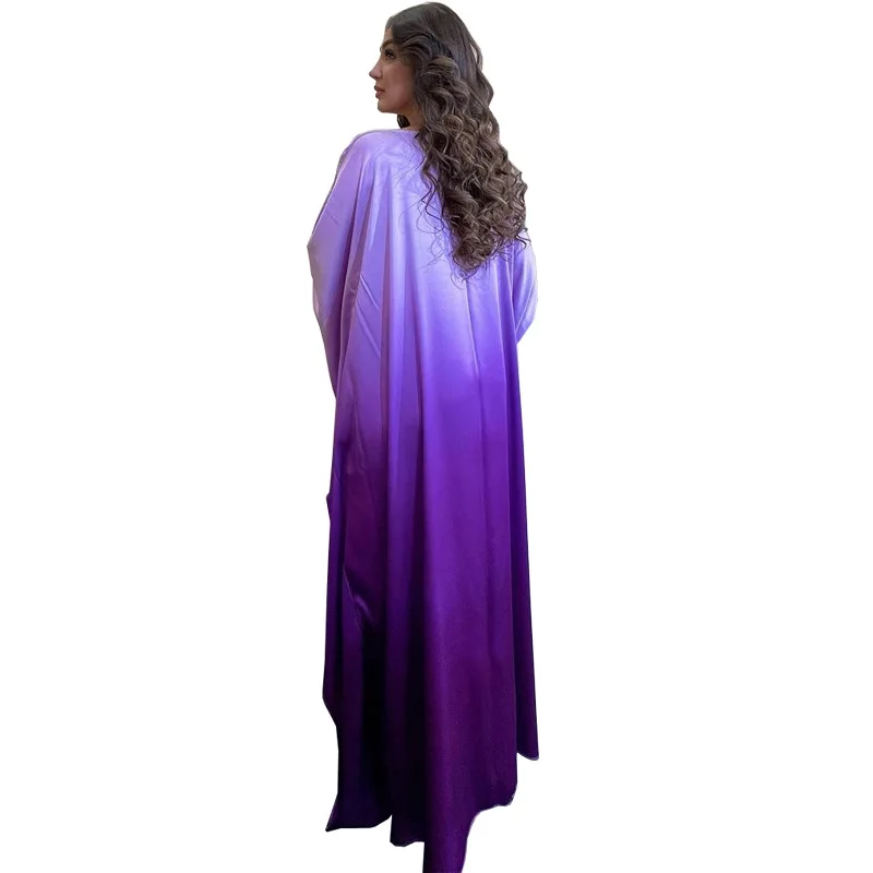 ตะวันออกกลาง Abaya มุสลิมชุดเจียมเนื้อเจียมตัวแฟชั่นนุ่มแขนค้างคาว Robe Bright สี Elegant ผู้หญิงชุดราตรี
