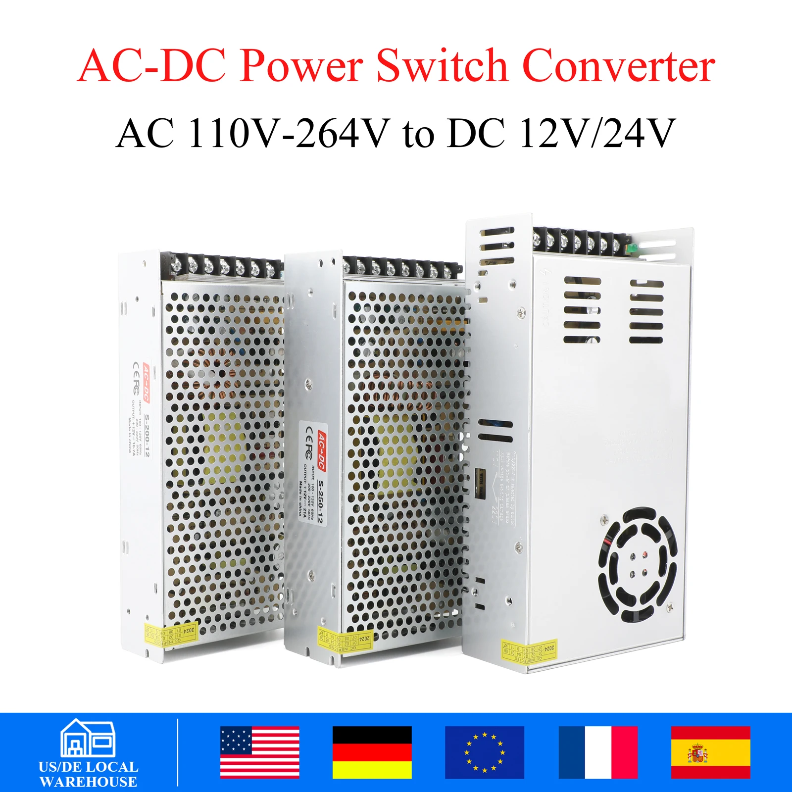 US Switching Power Supply Source AC 110-264V to DC 12V Indoor Power Switch Adapter 360W for LED Strip Light