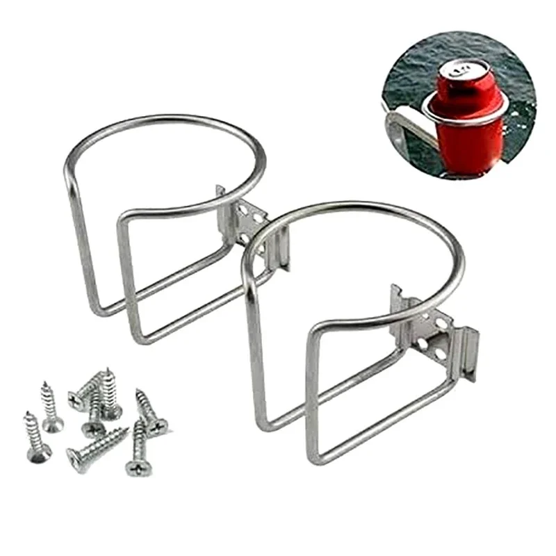 2pcs Stainless Steel Car Cup Holder Boat Drink Holder Water Beverage Bottle Stand Universal for Car Marine Yacht Truck RV Camper