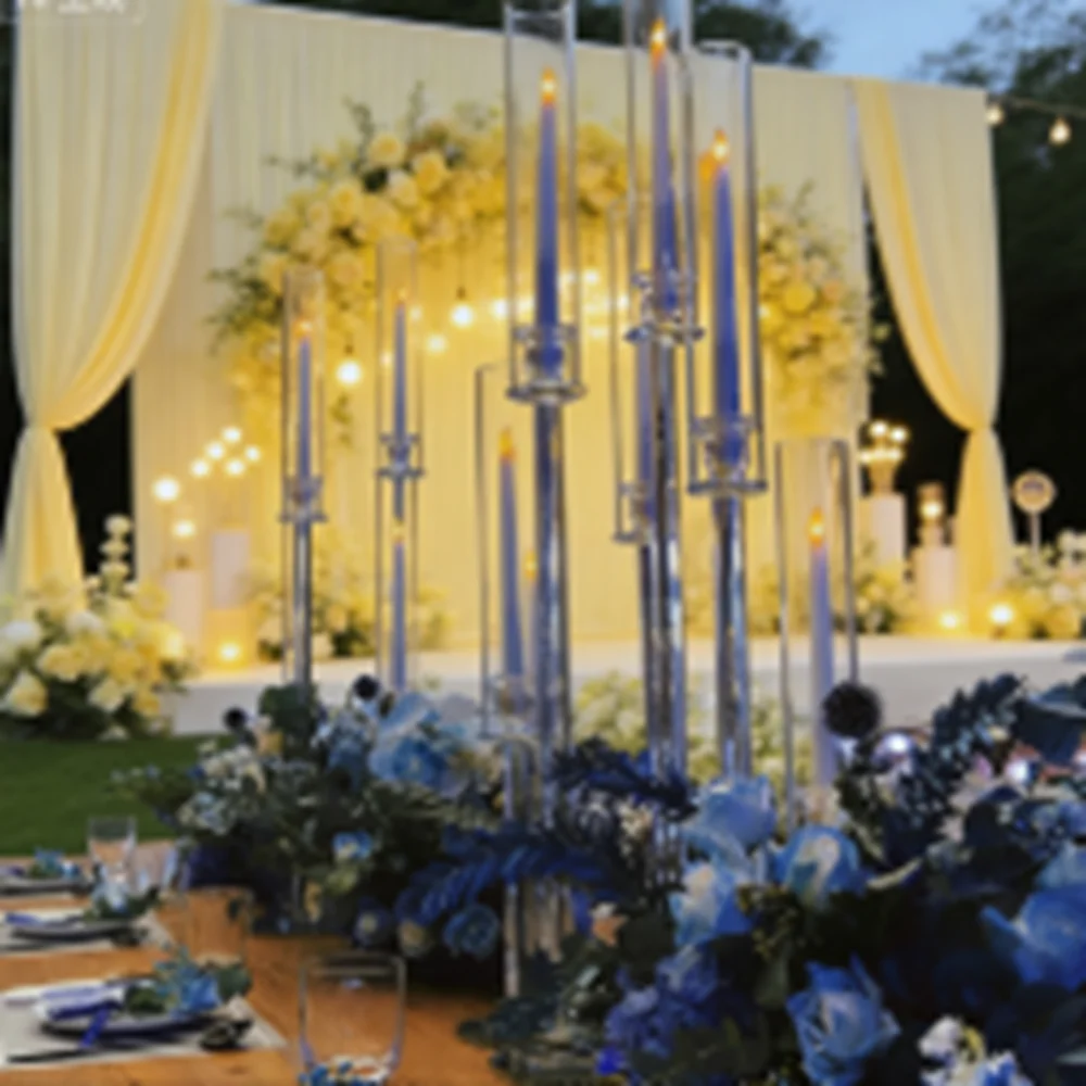 

Принадлежности для вечеринок, прозрачный стол, свадебные центральные детали, 8-руковой высокий хрустальный свадебный канделябр iv334