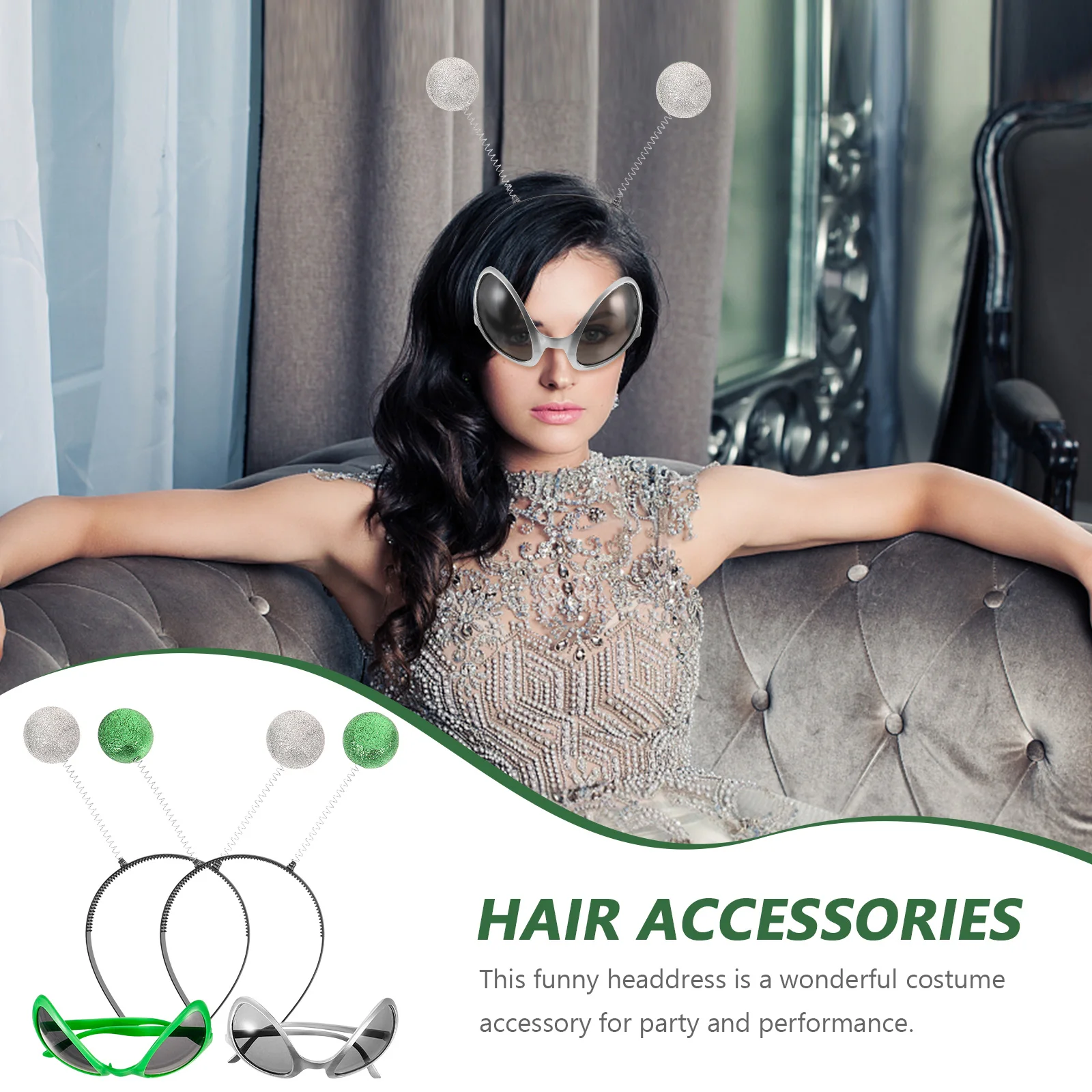 

1 set 1 Set Headband Glasses Funny Costume Accessories Party Sunglasses Hairband Prop Unique Cosplay Antenna Headbands For