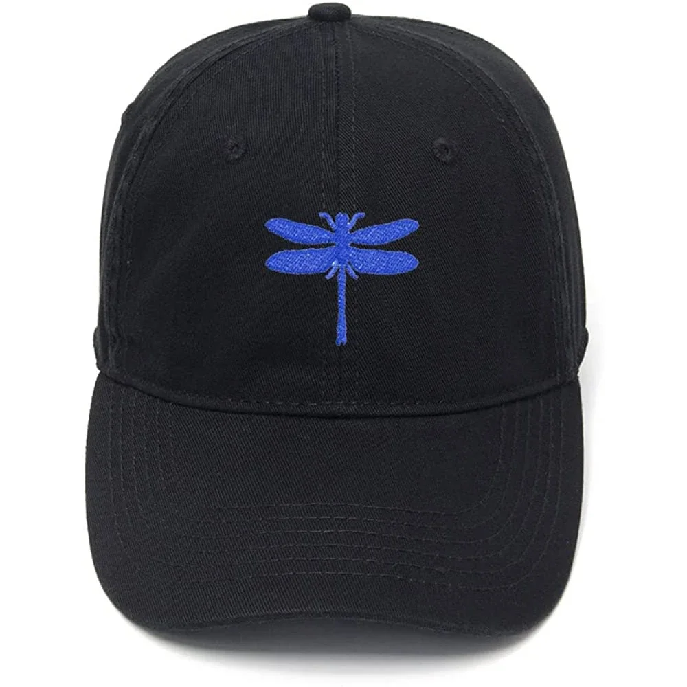 Lyprerazy Men's Baseball Cap Dragonfly Embroidery Hat Cotton Embroidered Casual Baseball Caps