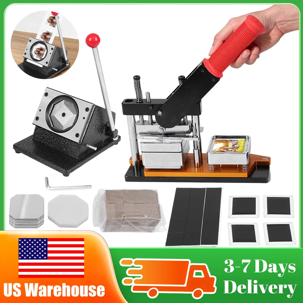 

Мощный станок для изготовления квадратных магнитов из металла, для создания значков на холодильник, с 100 комплектами материалов для рукоделия и малого бизнеса