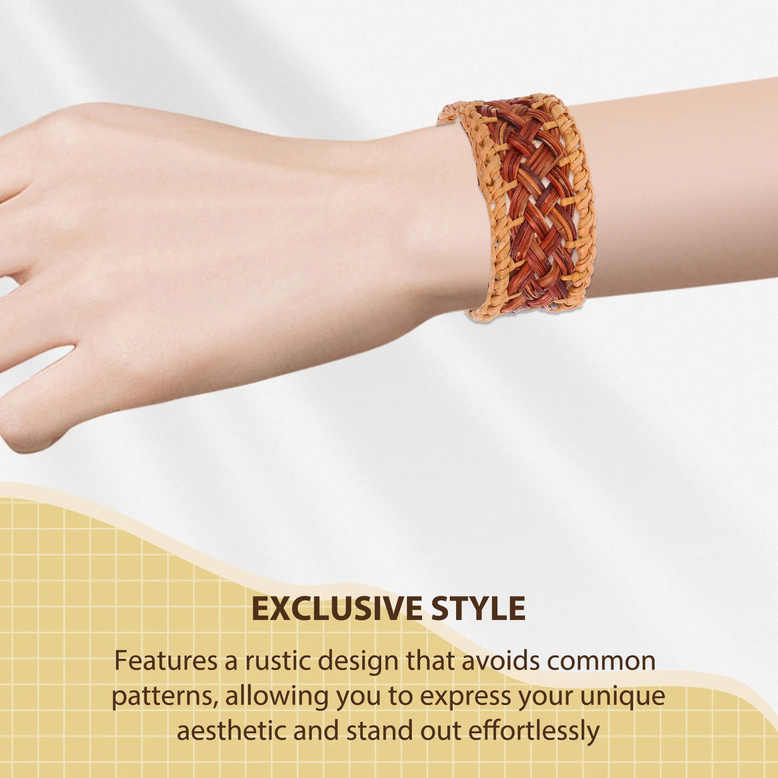 الروطان سوار المنسوجة يدويا القش الكفة الإسورة خمر البوهيمي نمط قابل للتعديل المنسوجة المعصم مجوهرات للنساء بيان الصيف