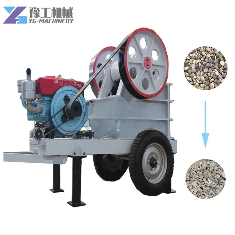 YG Mobile Mini Stone Rock Jaw Crusher Machine with Diesel Engine Small Scale Portable Gold Rock Crushing Machine