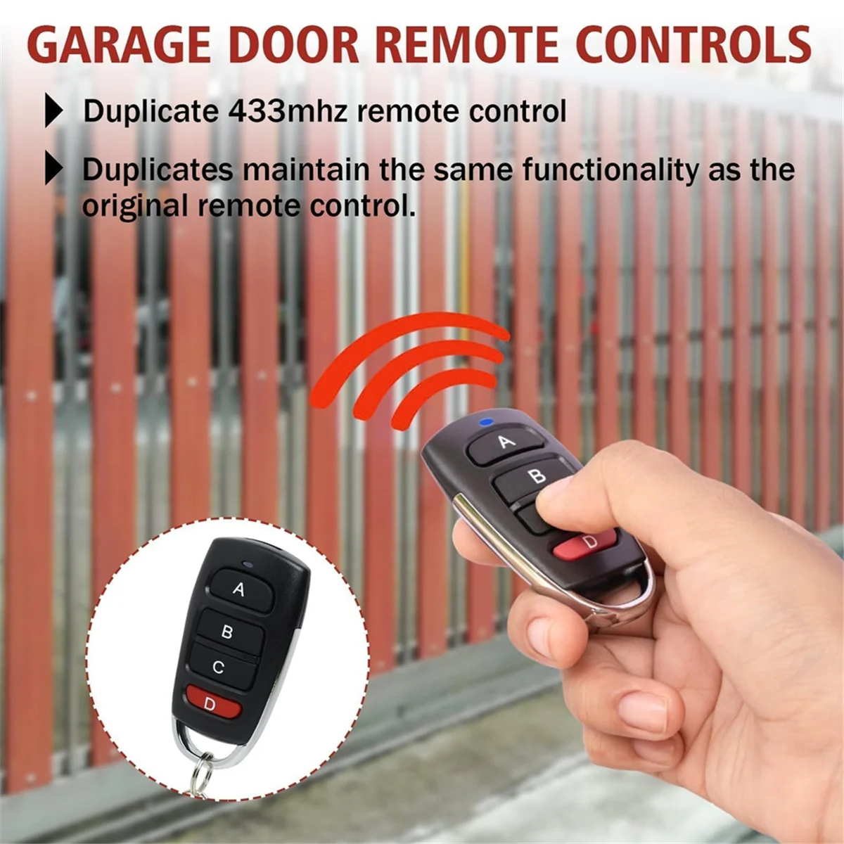 OIIRGO-Pack van 4 universele garagedeurafstandsbedieningen, 433 MHz, klone afstandsbediening voor poorten en garages, handzender