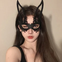 Seksowne kobiety Hollow koronkowa maska na bal maskowy księżniczka czarne pióro bal rekwizyty na przyjęcie dziewczyna kostium imprezowy Masquerade maska Cosplay