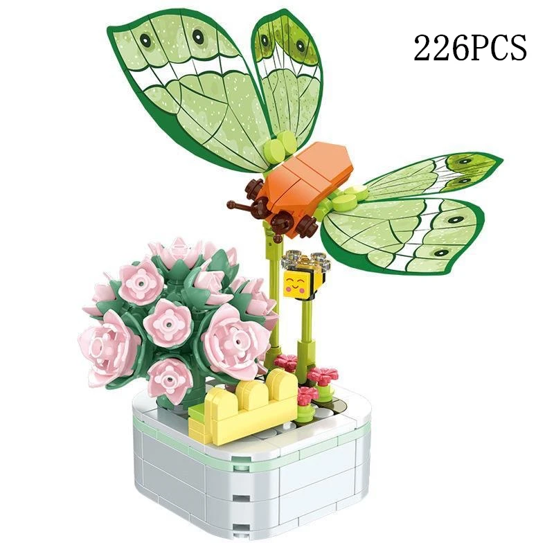 Perpetual Bouquet Tulip Flower Building Block 3D Model Home Decoration Plant Potted Assembly Bricks Valentine Child Gifts