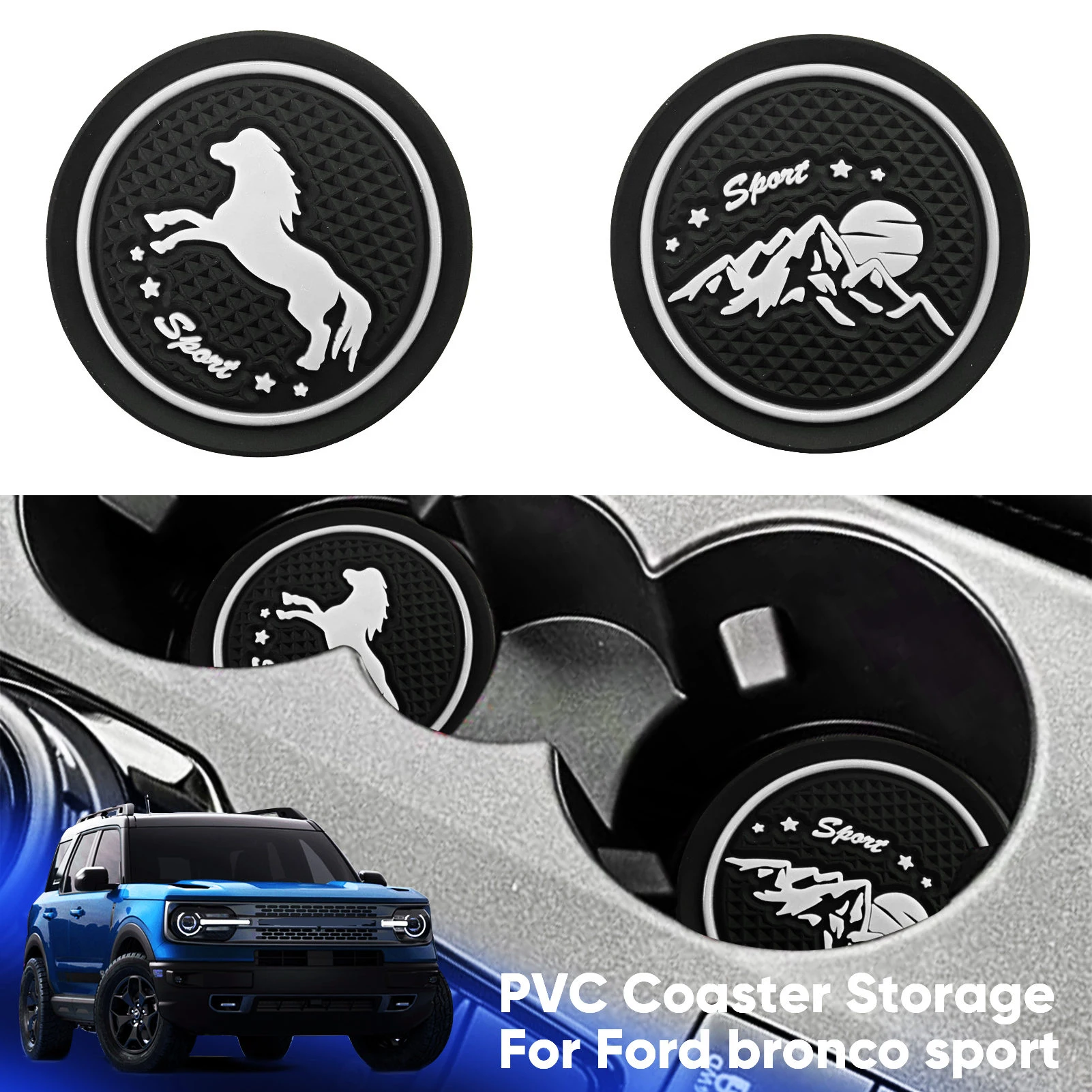 For Ford Bronco Sport Car Cup Coaster Soft Drink Cup Holder Anti-slip Pad Daily Auto Interior Accessories Car-styling