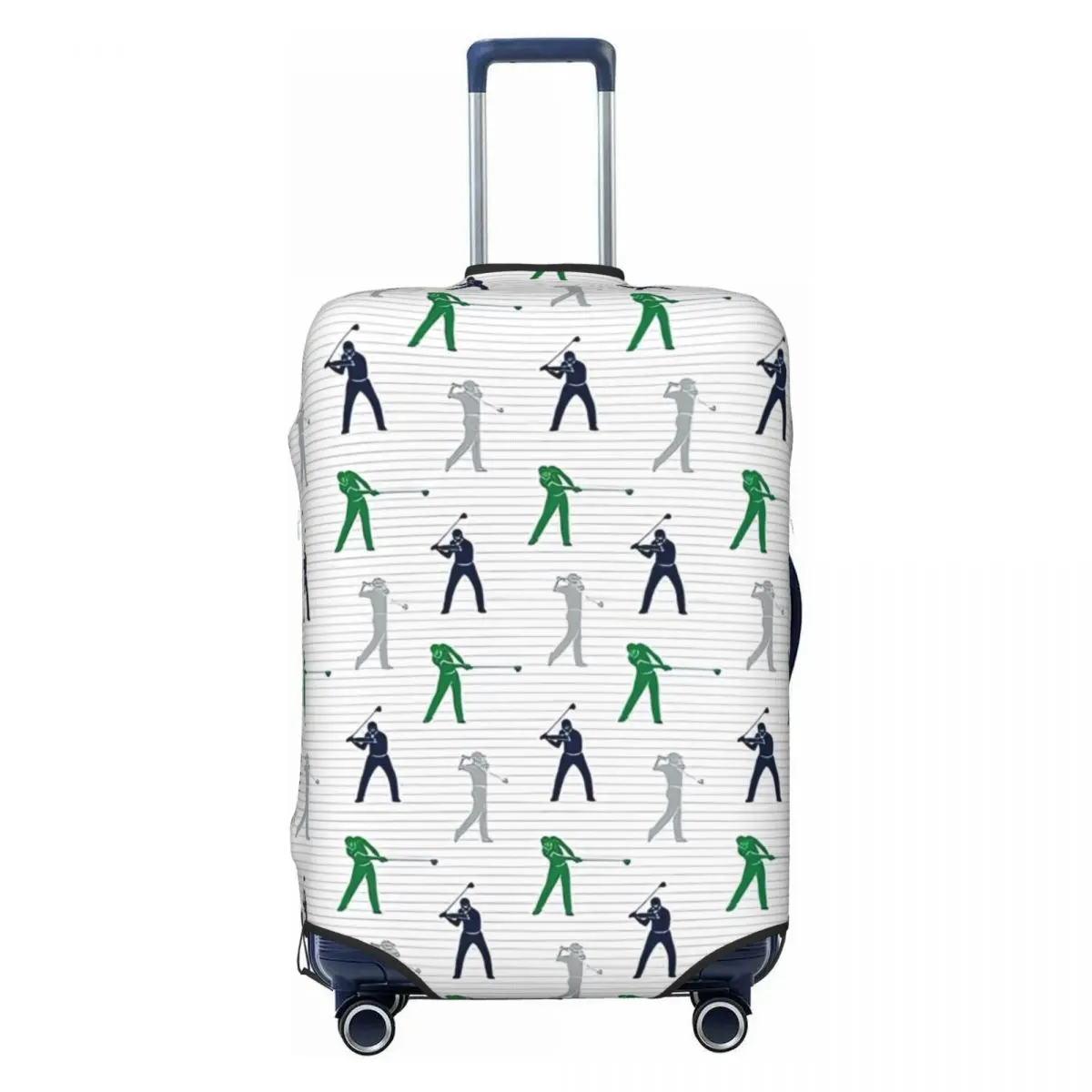 

Funny Golfers Navy Green Grey Stripes Luggage Cover Protector Dust Proof Golf Travel Suitcase Covers