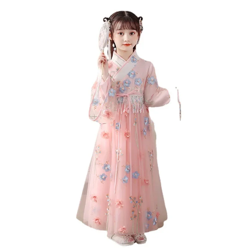 Ancient costume Hanfu dress, children's antique style, Tang costume, skirt, girl, fairy light yarn