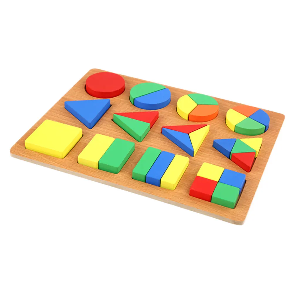 1set Geometrische Platte Form Anerkennung Spielzeug Bunte Holz Jigsaw Frühen Lernen Bildungs Kinder Spiel