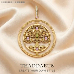 Golden Colourful Tree Pendant Brand Fine Jewelry Europe 925 Sterling Silver Love And Nature Gift For Woman
