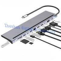 12 in 1 USB-C Docking Station Triple Monitor with HDMI1.4*2 VGA USB3.0/2.0 RJ45 100M SD/TF PD TYPE C for Mac Pro/Air DELL ASUS