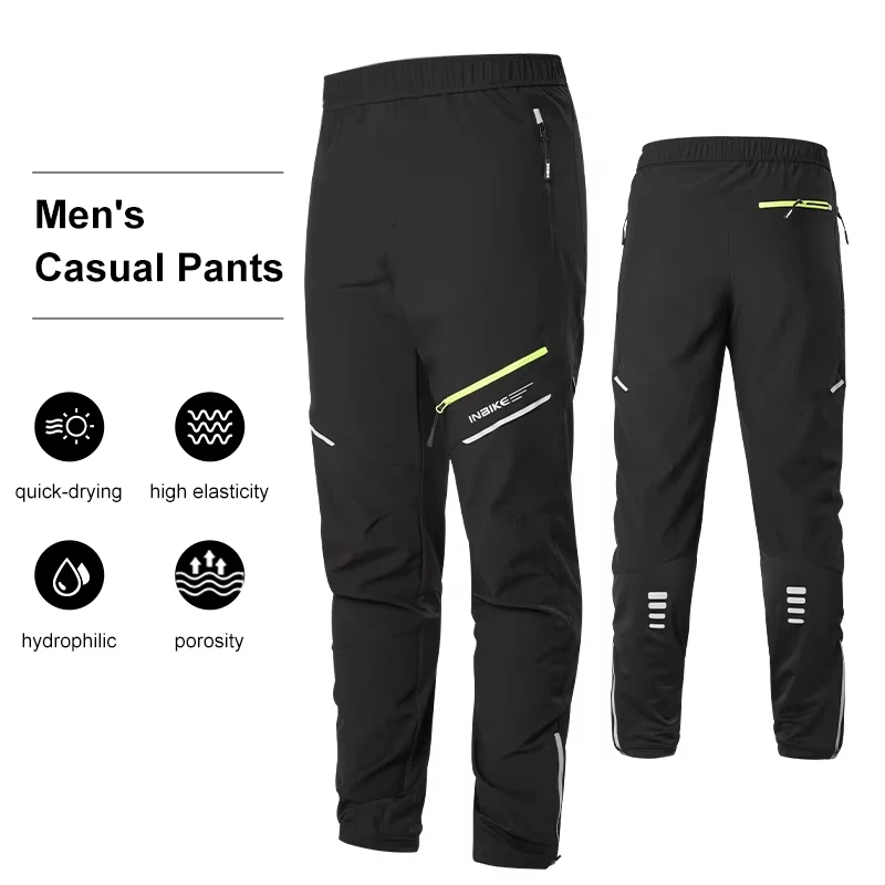 INBIKE Winter Men Cycling Pants Long Bike Pants Waterproof Anti-sweat Breathable Pockets Bicycle Trousers Riding Clothes QG202