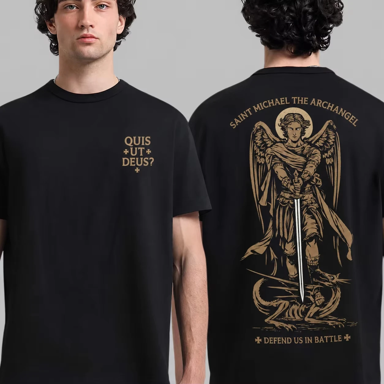 Saint Michael T-Shirt Unisex Men Women Cotton Graphic Printed Short Sleeve Oversized Streetwear Loose Summer Casual Hot Sale