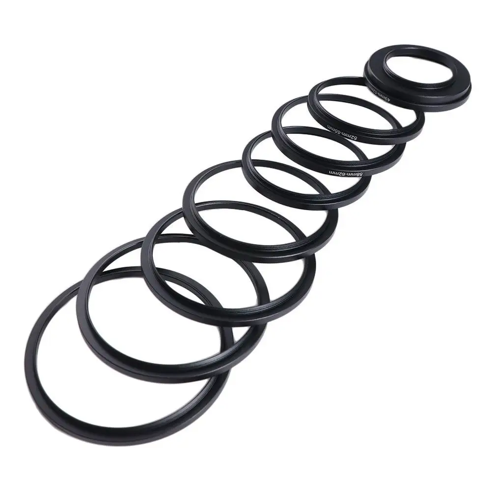 

9pcs Filter Ring Adapter Set Step Up Rings 37-82mm Aluminum Alloy Camera Ring Adapter Metal UV ND CPL Lens Adapter Filter