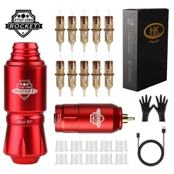 Rocket Wireless Tattoo Kit Rotary Tattoo Machine Set with 10PC Tattoo Cartridge Needles Permanent Makeup Tools for Tattoo Artist