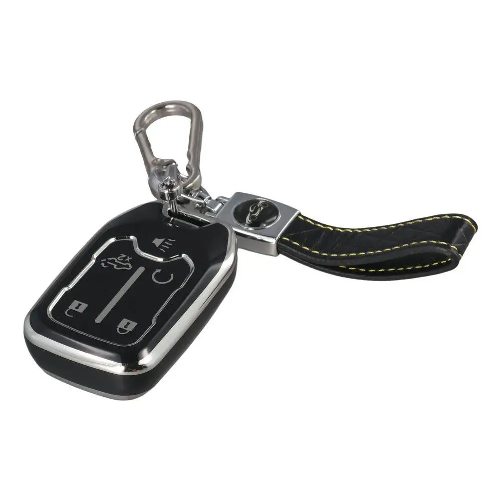 TPU Key Fob Cover for GMC Silver Edge Black,White,Grey Key Case Shell 5-Button Car Case Holder with Keychain