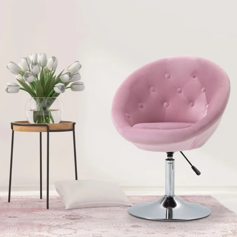 Modern chrome-framed rotating decorative chairs with height adjustment function