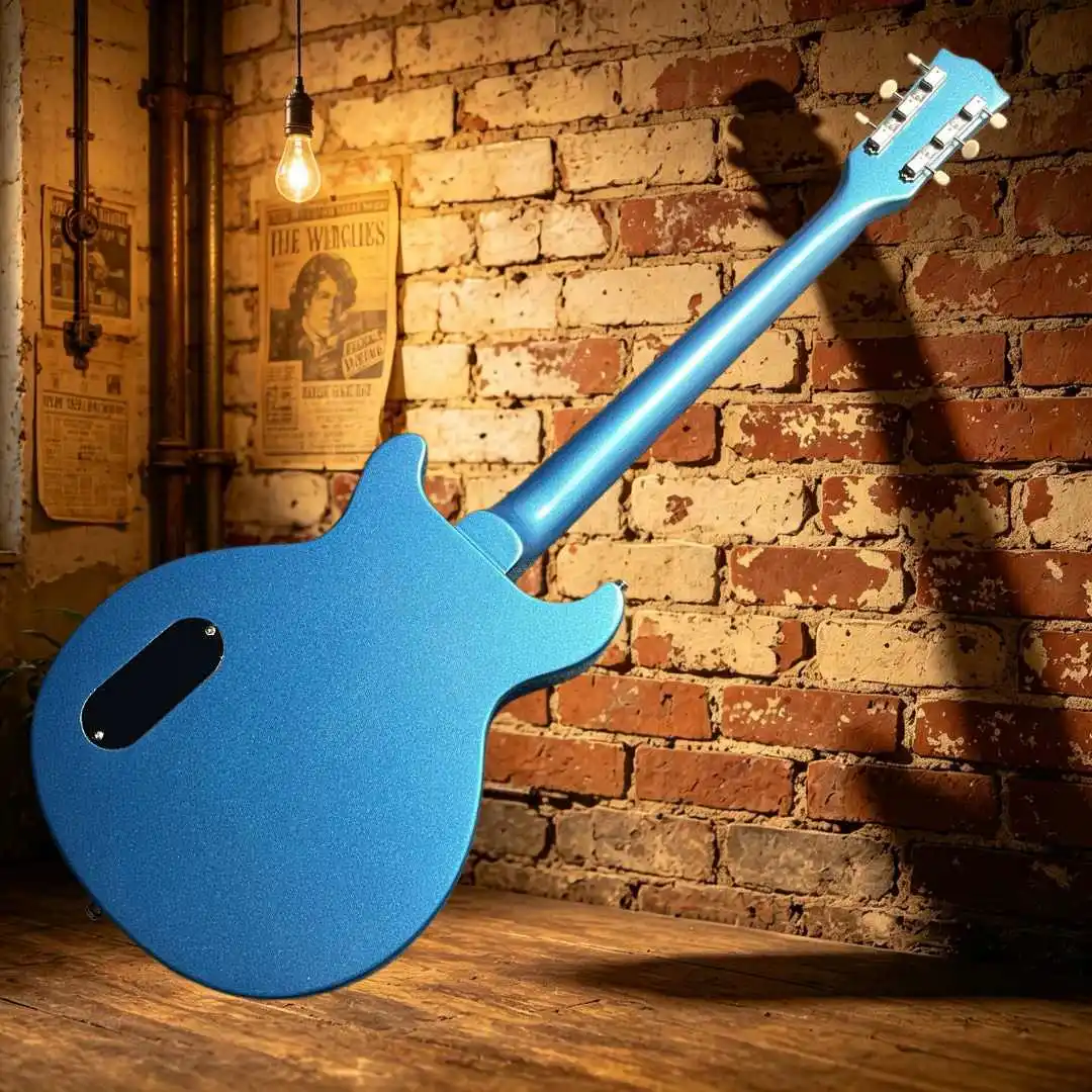 STUDI Electric Guitar Metal Blue Single P90 Pickup Minimalist Hardware Configuration Solid Wood Piano Body Rose Wood Fingerboard view 3