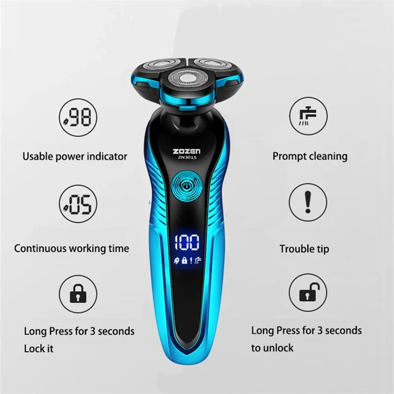Electric Shaver Rechargeable Electric Razor Hair Clipper Cutting Shaving Machine for Men Beard Trimmer Wet-Dry Dual Use image 3
