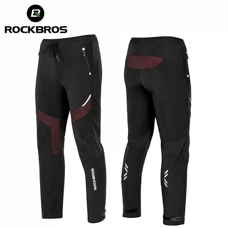 ROCKBROS – Fahrradhose für den lokalen Versand, Herbst- und Wintermodelle, winddicht, mit Wattierung, wärmend, lange Hose mit reflektierendem Logo für Outdoor-Sport und Freizeitkleidung.