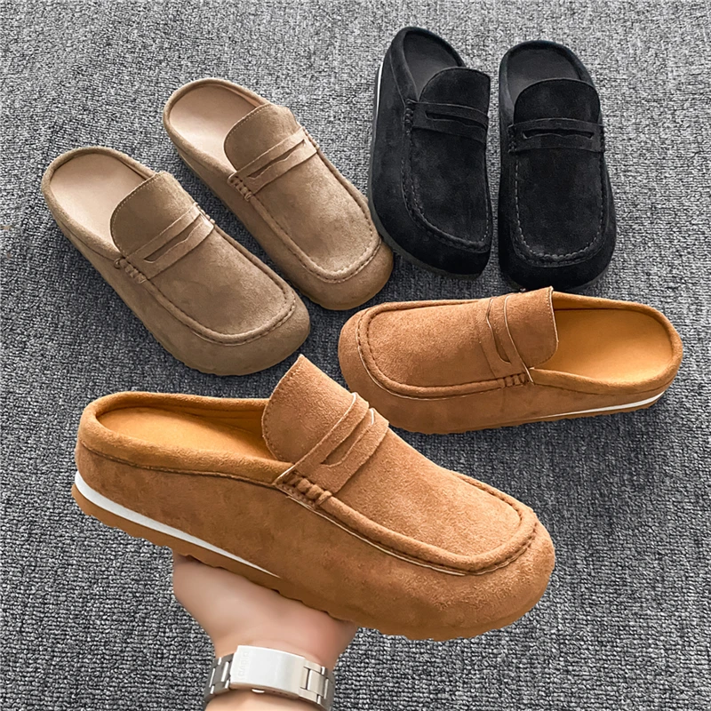

Spring and summer new men's shoes with thick soles, versatile and casual. One foot lazy shoes, half support casual shoes