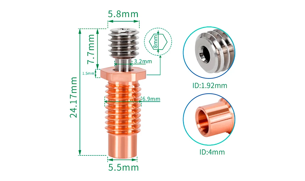 E3D V6 Hotend Kit 3D-Druckerzubehör 320 ℃ Hochtemperatur-Voron 2.4 J-Kopf-Fernextruder-Teile 12 V 24 V 1,75/0,4 mm – Detail 10
