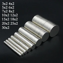 원형 자석 영구 NdFeB 초강력 자석 이마네 디스크, 네오디뮴 N35, 3mm, 4mm, 5mm, 6mm, 7mm, 8mm, 10mm, 12mm, 15mm, 18mm, 20mm, 25mm, 30x2mm