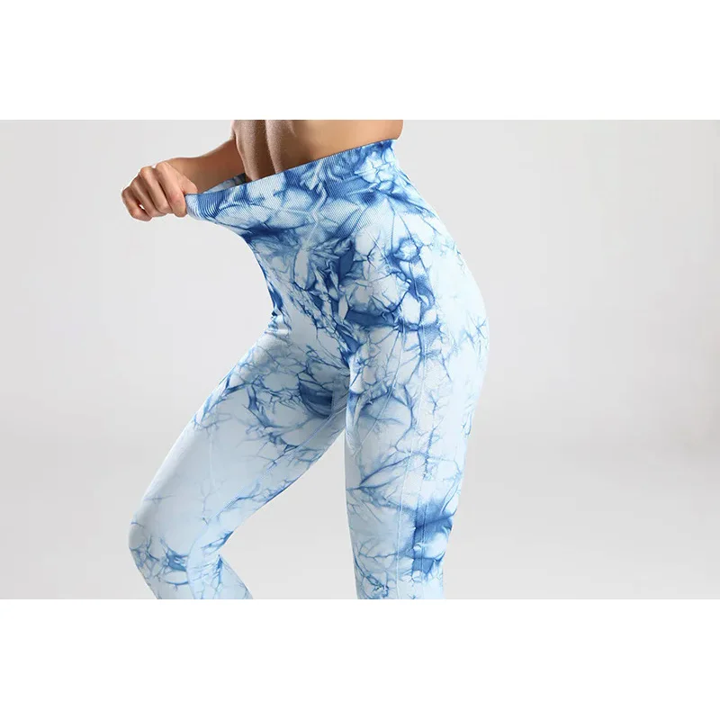 Tie Dye Seamless Gym Leggings Women Push Up Women Mallas Sports Fitness Contour Yoga Running Pants Elastic  Leggins