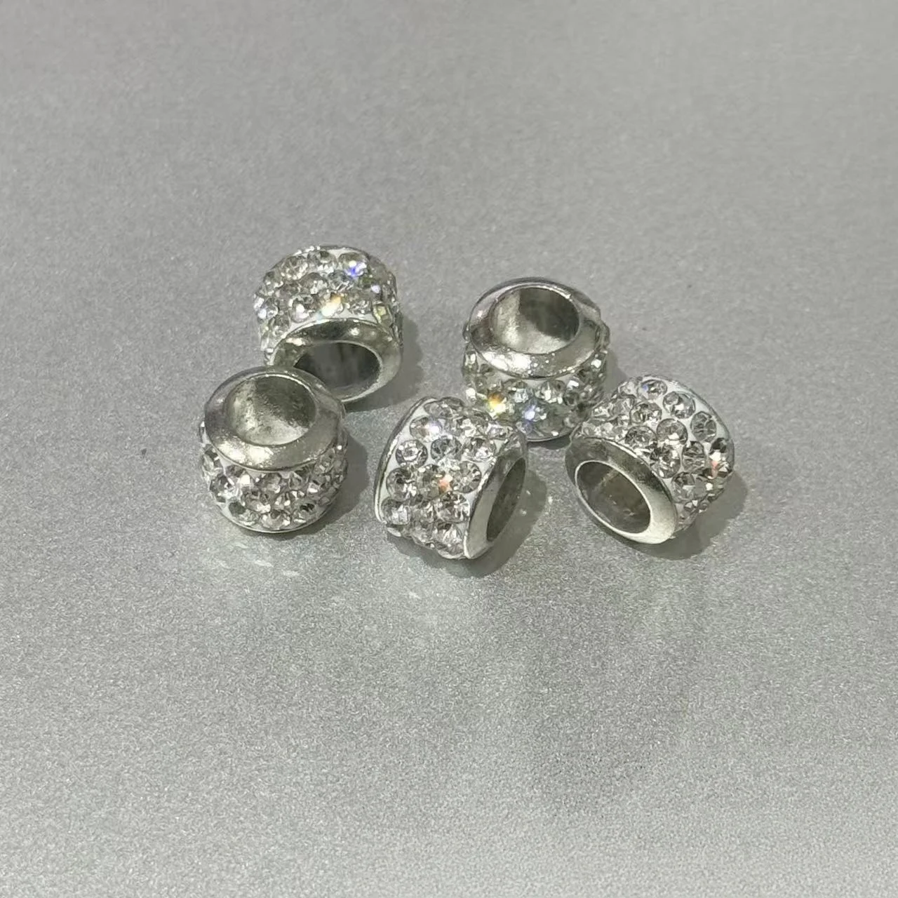 Rhinestone Crystal Beads Big Hole Beads Charms Shiny Loose Spacer Beads for Bracelet Bangle Necklace for DIY Jewelry Making