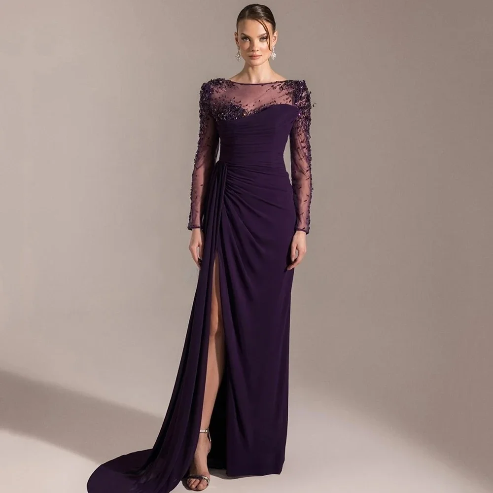 JDY Abito da sera di lusso con maniche lunghe trasparenti in rilievo nero personalizzato Abito da sposa in stile moderno فساتmavera