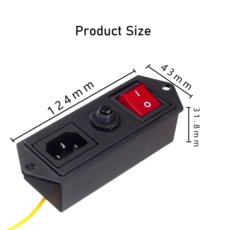 2PCS 10A IEC C14 Power Inlet Socket With LED Rocker Switch With Overload Production Push Button Circuit Breaker