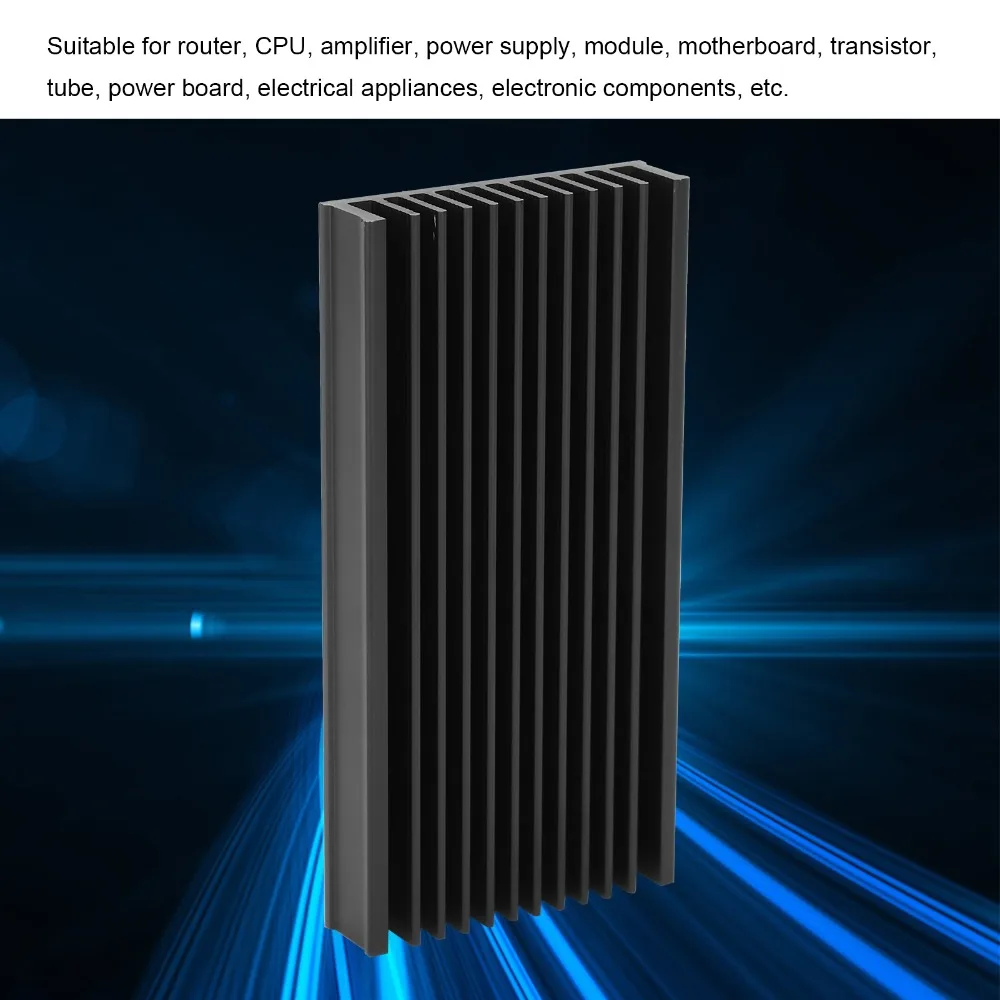 

4 шт., плавник для рассеивания тепла, 100*50*12,7 мм, радиатор, черный, 2 x 0,5 x 4 дюйма, чип радиатора, алюминиевый черный радиатор, печатная плата