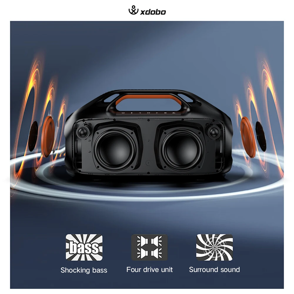XDOBO Kung Fu Speaker Bluetooth portabel, Speaker Bluetooth 160W HIFI nirkabel IPX6 pesta luar ruangan tahan air