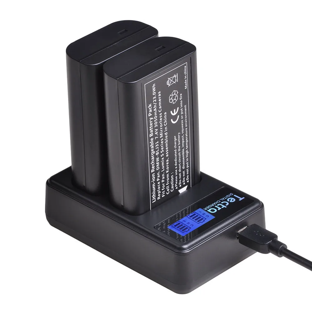 3050mAh DMW-BLJ31 DMW BLJ31 BLJ31 Battery OR LCD USB Dual Charger for Panasonic LUMIX S1, S1R,S1H Mirrorless Cameras