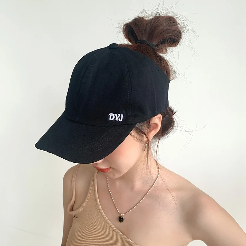 Ponytail Headless Baseball Cap Topless Hat Female Widened and Lengthened Brim Sun-Proof Peaked Cap Tide