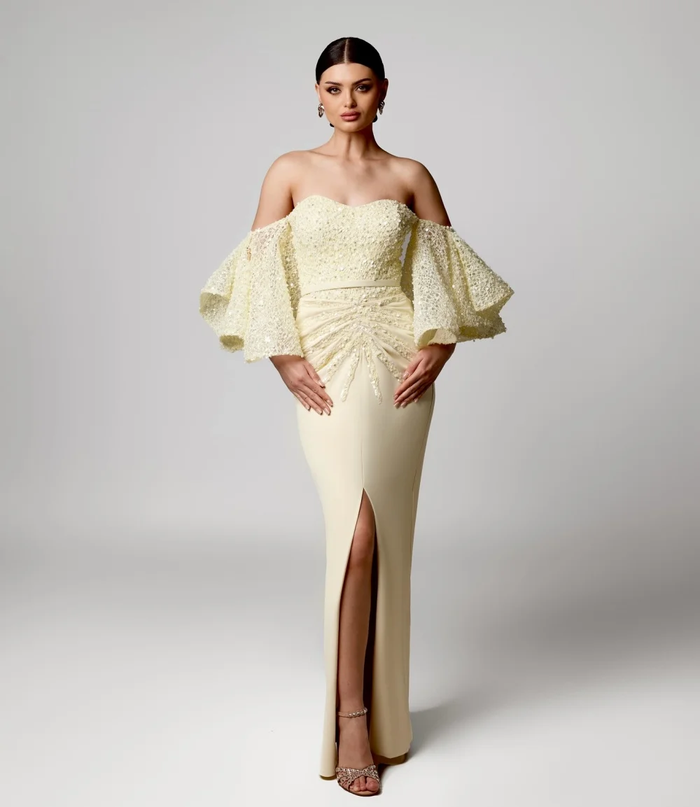 

Customized Jersey Sequined Temperament Mermaid Off the Shoulder Long Dresses Bespoke Occasion Evening Party Glitter Charming