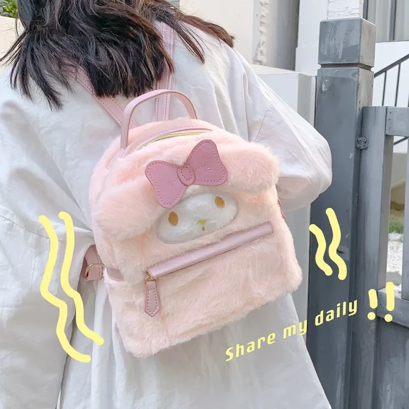 

Sanrio Kuromi Cinnamon Dog Melody Cartoon Plush Cute Backpack Women Fashion Small Bags Japanese Style Students School Bag