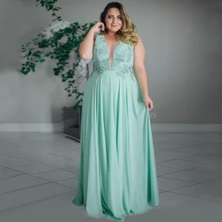 Customized Modern Long Sleeveless Chiffon Mother of Bridal Dresses Floor Length Applique Guest Wedding  2022 Vestido Invitada Bo