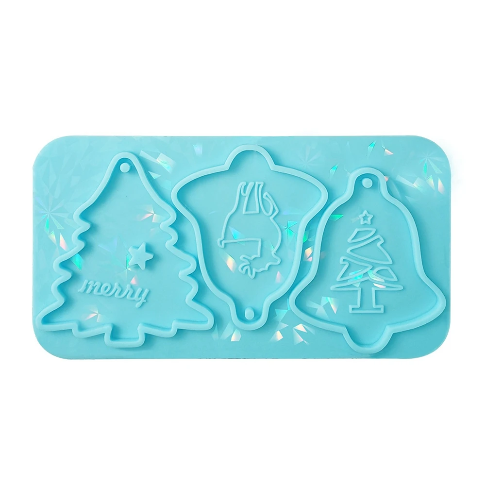 CMHI-Holographic Christmas Silicone Mold Christmas Silicone Mold DIY Pendant For Christmas Decoration , A