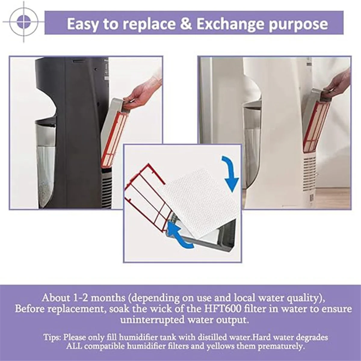 خرطوشة فلتر 4 عبوات فلتر HFT600 T مرطب فتل لمرطب برج التعبئة العلوي HEV615، HEV620، HFT600PDQ