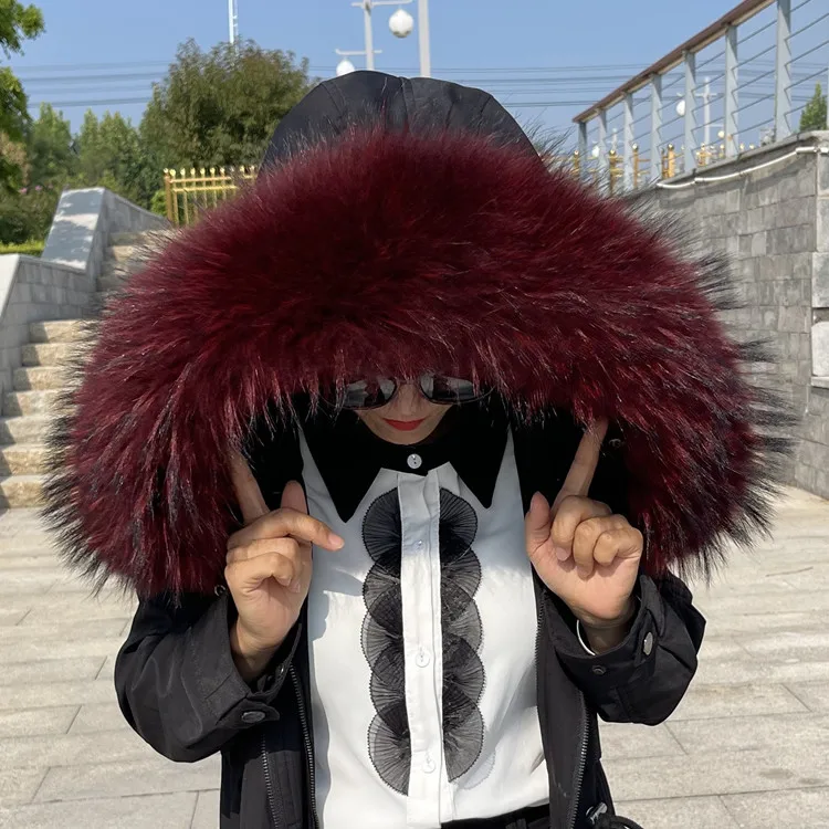 الشتاء 100% ريال الراكون الفراء طوق المرأة شال فرو طبيعي دفئا حلقة امرأة الأوشحة الفاخرة الفراء تقليم ل هود وشاح