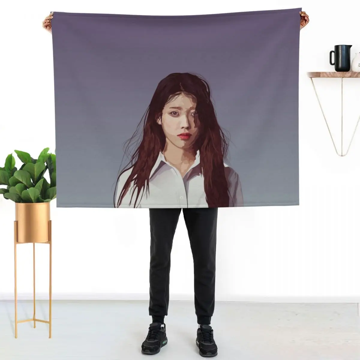 IU (Lee Ji Eun) ??? Lilac Album Portrait Throw Blanket Luxury Thicken manga Bed covers For Baby Decorative Sofas Blankets