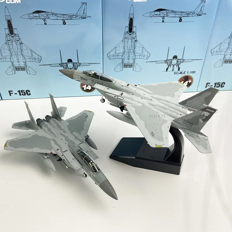 Модель истребителя Air Force F-15C в масштабе 1:100, литая из сплава, с окраской «Акулья пасть», настольный декор для военных коллекционеров